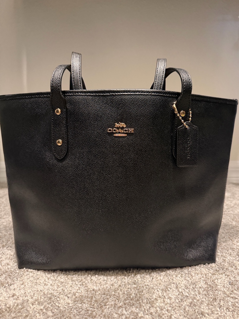 Used..Coach City Zip Tote - Black Pebble with Gold hardware